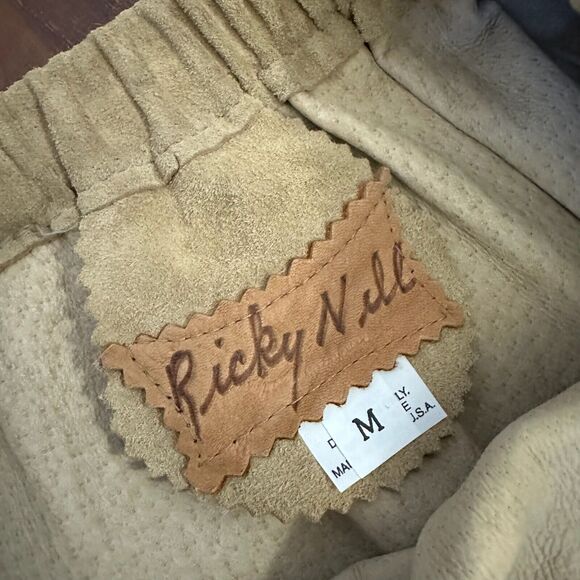 RICKY NELL Skirt Tan Leather Elastic Waist A-Line Fringed Cowgirl NWOT - Picture 5 of 8